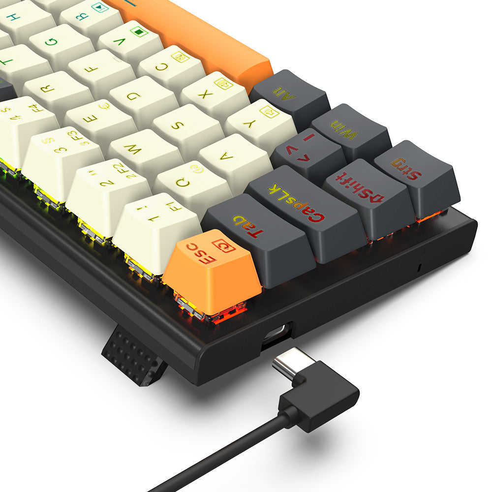 Redragon QWERTZ German Layout K633CGO-RGB Ryze 68-Key Mechanical Gaming Keyboard, Red Switch RGB Backlight Metal Panel USB-C Wired Connection, Hot-Swappable Mechanical Switches Programmable Keys Colorful PBT Keycaps with 4 Extra Outemu Switches