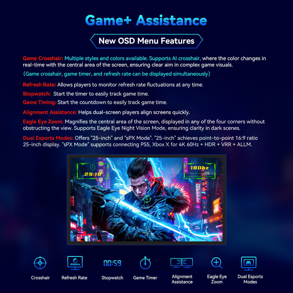 TITAN ARMY P27GR Gaming Monitor, 27-inch 2560*1440 16:9 Fast IPS Screen, 180Hz Refresh Rate, 1ms GTG, 99% sRGB, HDR10, Adaptive-Sync, Gaming Mode, Dynamic OD, PBP & PIP Display, Low Blue Light, Adjustable Tilt, VESA Wall Mounting