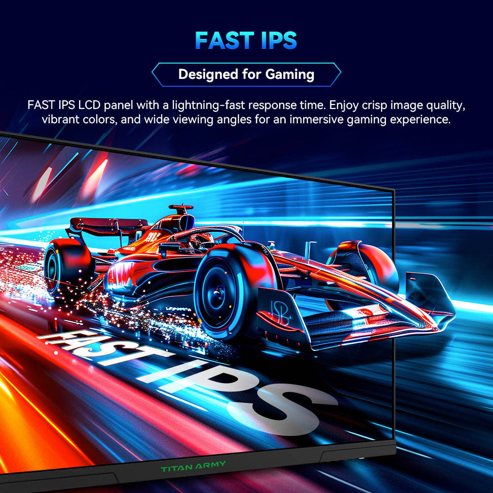 TITAN ARMY P27GR Gaming Monitor, 27-inch 2560*1440 16:9 Fast IPS Screen, 180Hz Refresh Rate, 1ms GTG, 99% sRGB, HDR10, Adaptive-Sync, Gaming Mode, Dynamic OD, PBP & PIP Display, Low Blue Light, Adjustable Tilt, VESA Wall Mounting