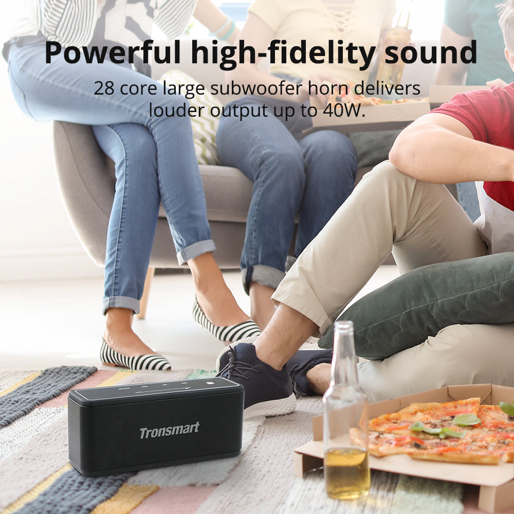 Tronsmart Element Mega SoundPulse™ Bluetooth 5.0 Speaker with Powerful 40W Max Output 3D Digital Sound TWS Intuitive Touch Control - Black