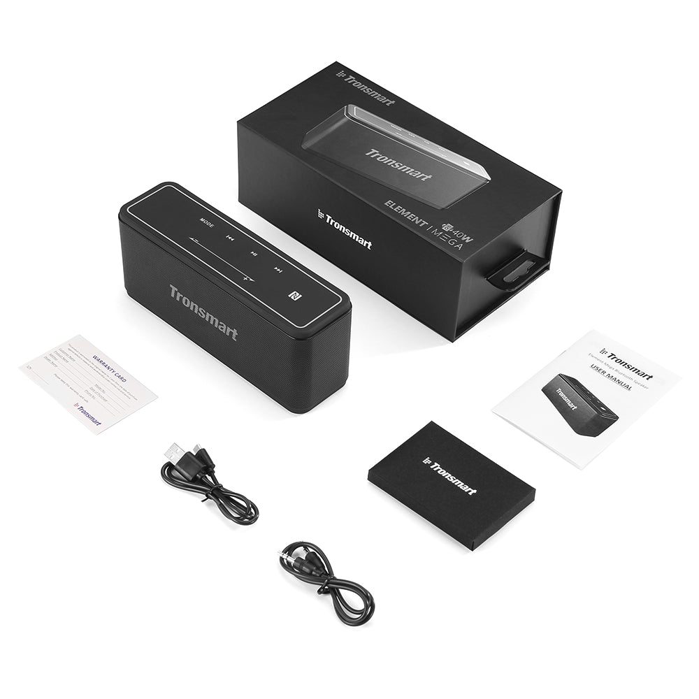 Tronsmart Element Mega SoundPulse™ Bluetooth 5.0 Speaker with Powerful 40W Max Output 3D Digital Sound TWS Intuitive Touch Control - Black