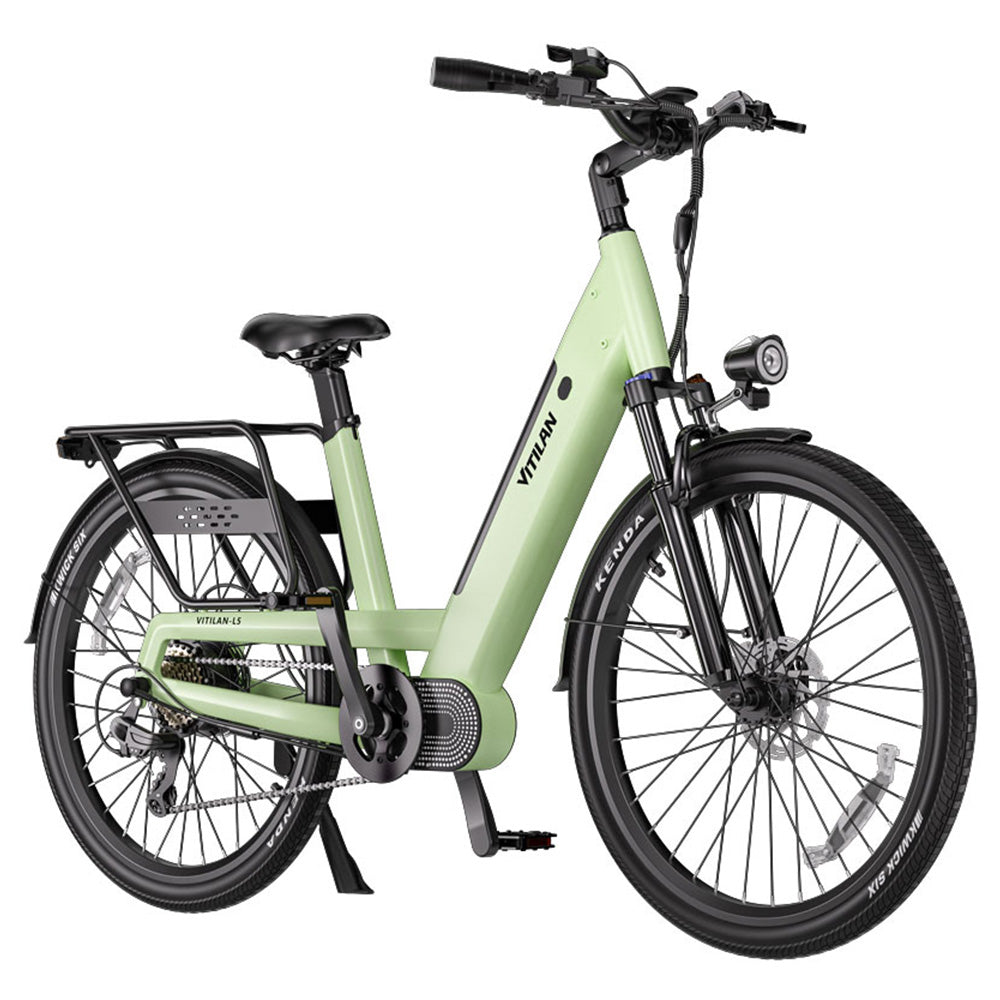 Vitilan L5 Electric Bike, 500W Motor, 48V 15Ah Battery, 26*2.4-inch Tire, 40km/h Max Speed, 105km Range, Hydraulic Disc Brakes, Adjustable Spring Suspension Fork, Shimano 7-speed, Intelligent Color Display - Green