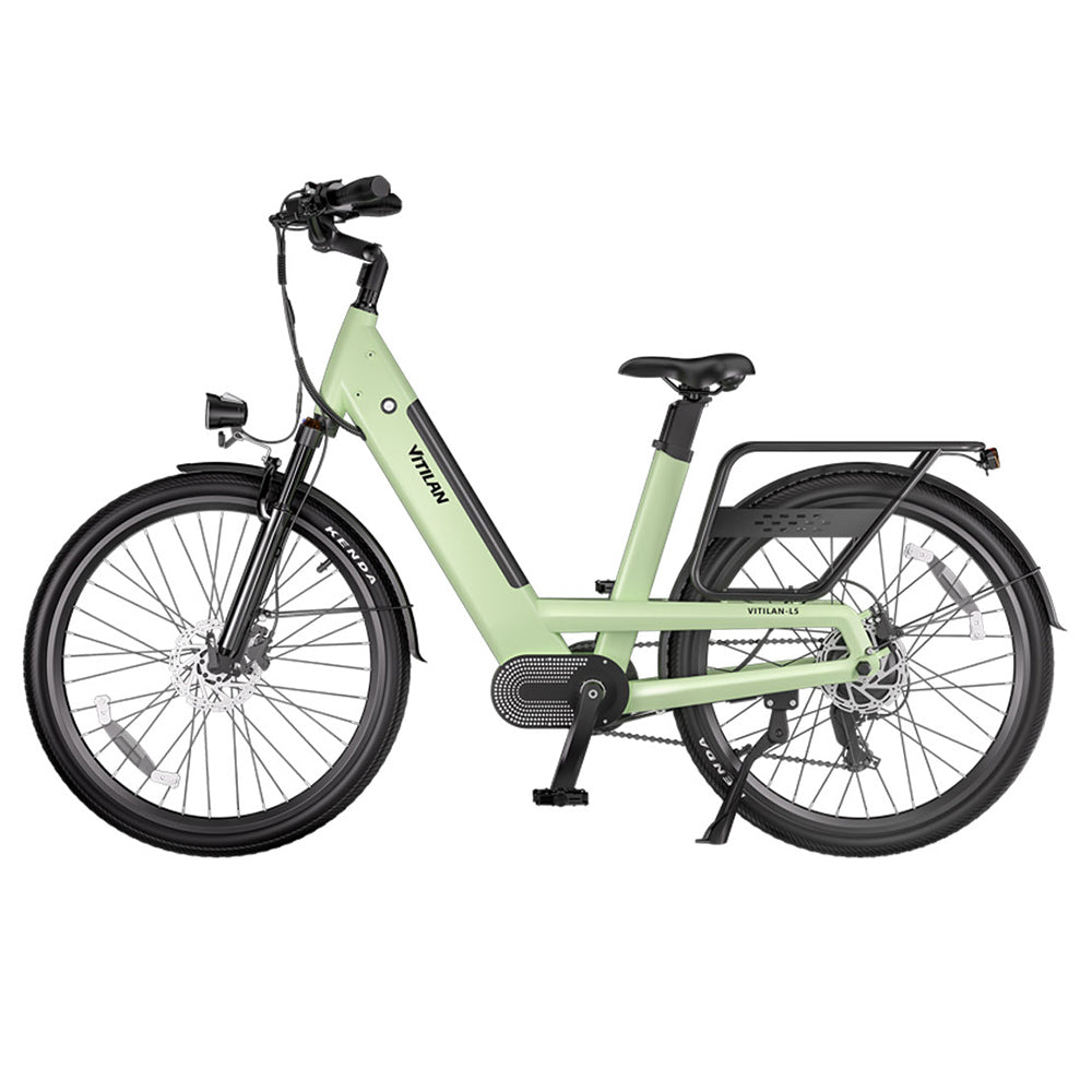 Vitilan L5 Electric Bike, 500W Motor, 48V 15Ah Battery, 26*2.4-inch Tire, 40km/h Max Speed, 105km Range, Hydraulic Disc Brakes, Adjustable Spring Suspension Fork, Shimano 7-speed, Intelligent Color Display - Green