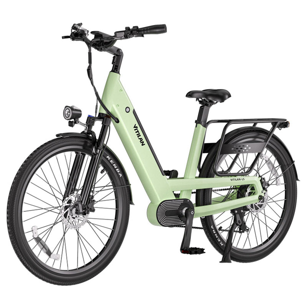 Vitilan L5 Electric Bike, 500W Motor, 48V 15Ah Battery, 26*2.4-inch Tire, 40km/h Max Speed, 105km Range, Hydraulic Disc Brakes, Adjustable Spring Suspension Fork, Shimano 7-speed, Intelligent Color Display - Green