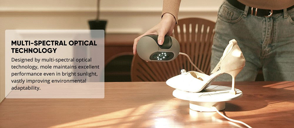 3DMakerpro Mole Standard 3D Scanner, 0.05mm Accuracy, 0.1mm Resolution, 150-400mm Work Distance, with Multi-Spectral Technology, Support Facial Scanning