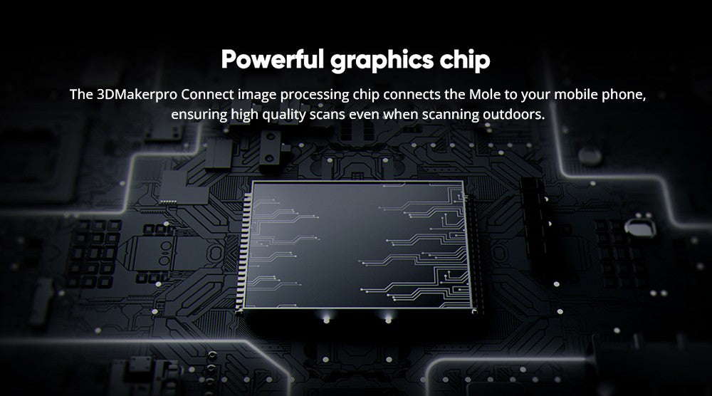 3DMakerpro Mole Standard 3D Scanner, 0.05mm Accuracy, 0.1mm Resolution, 150-400mm Work Distance, with Multi-Spectral Technology, Support Facial Scanning