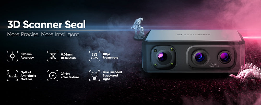 3DMakerpro Seal 3D Scanner, 0.01mm Accuracy, 0.05mm Resolution, 24-bit Color Capture