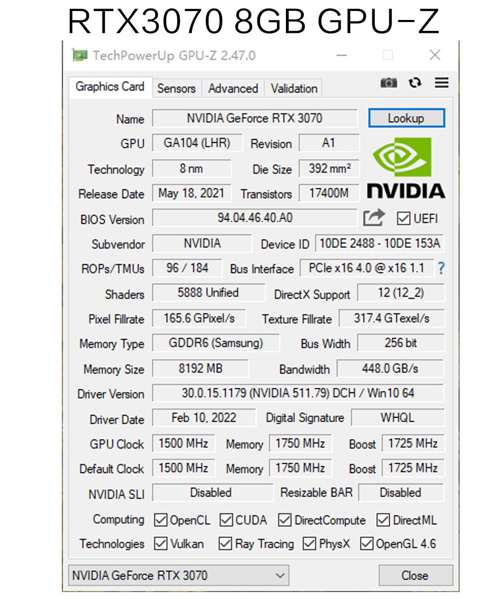 51RISC Graphics Card RTX3070 8GB NVIDIA GPU 12Pin GDDR6 256bit HDMI*1 DP*3 PCI-E 4.0 x16 rtx3070 8GB Gaming Video Card