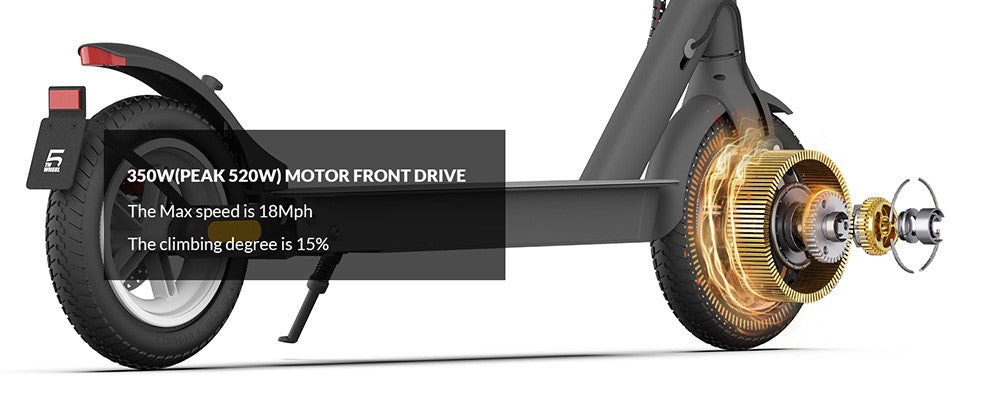 5TH WHEEL V30 Pro Electric Scooter 10in Honeycomb Tire 350W Front Motor (MAX 520W) 18Mph Max Speed 36V 7.5Ah Battery
