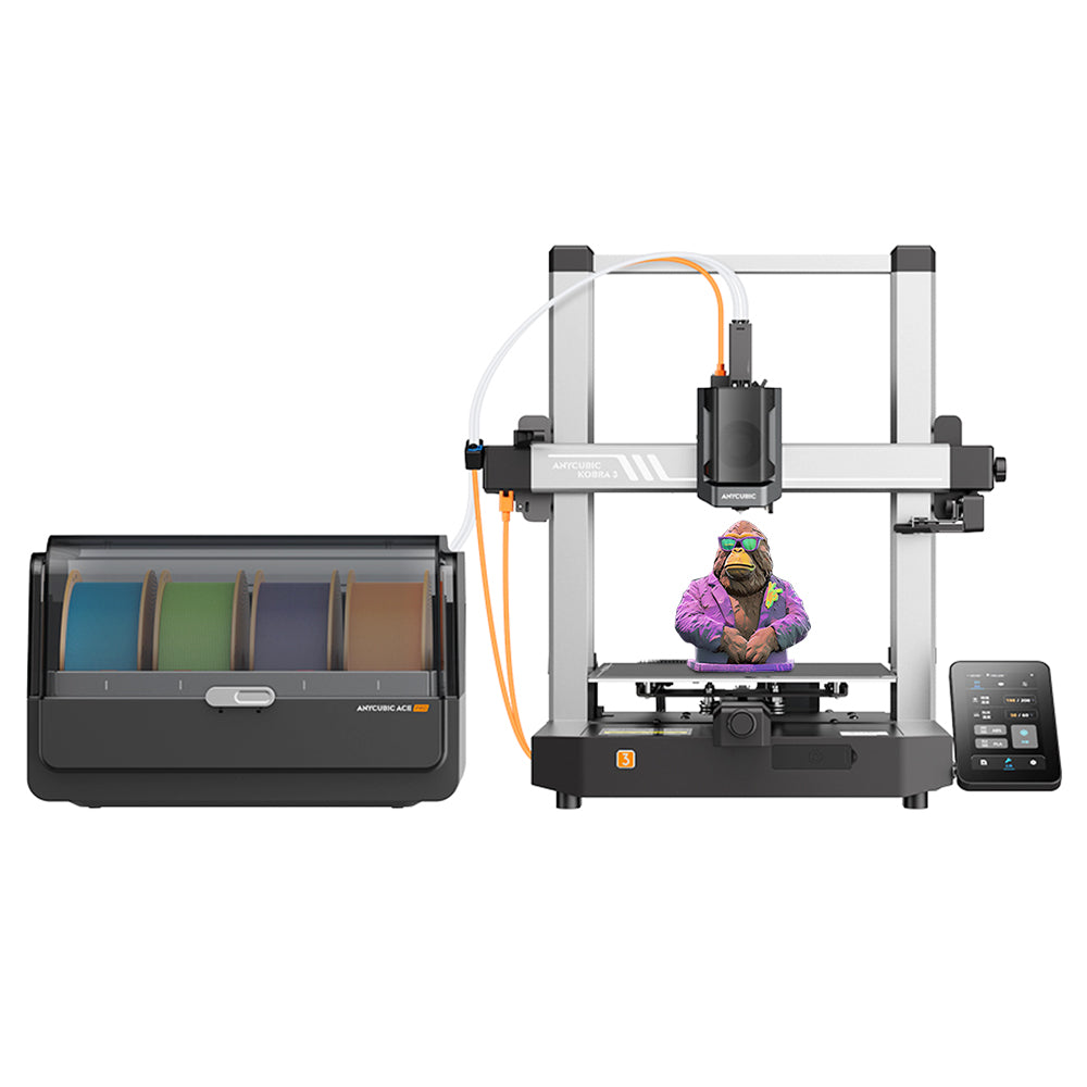 Anycubic Kobra 3 Combo, ACE Pro Multicolor System, Max 600mm/s Speed, Smart Multi-Color Printing, Dual PTC Heating Syst, Auto Leveling, Nozzle Clog Detection, ACE Pro with Filament Drying Function, 250*250*260mm