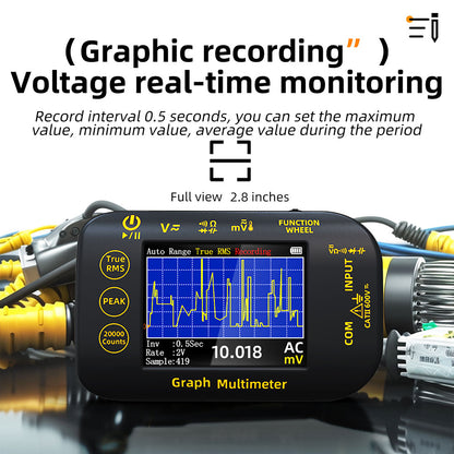 BSIDE S450 Digital Multimeter, 20000 Counts, 1000V, 2.8inch LCD Screen, Graphic Recording, Type-C Charging Port, Photovoltaic Voltage Millivolt AC Peak Meter