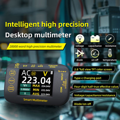 BSIDE S450 Digital Multimeter, 20000 Counts, 1000V, 2.8inch LCD Screen, Graphic Recording, Type-C Charging Port, Photovoltaic Voltage Millivolt AC Peak Meter