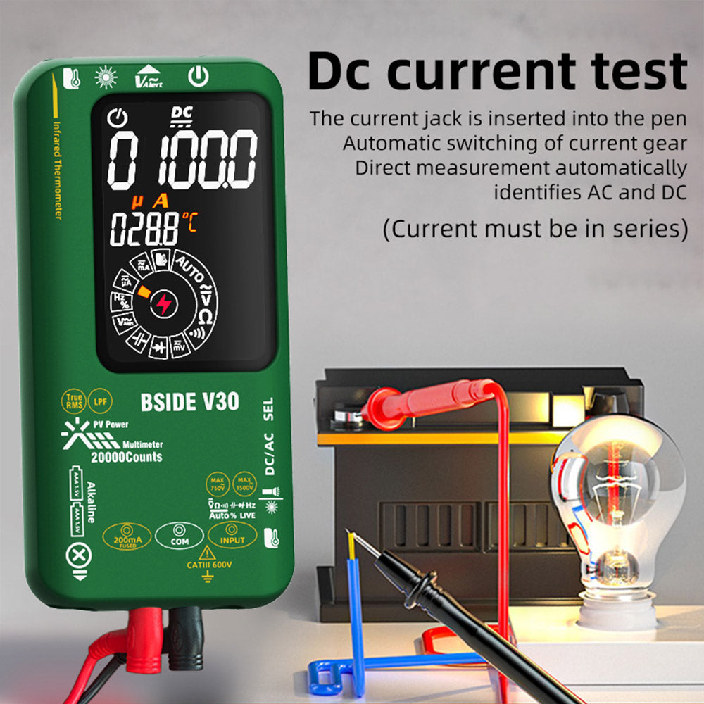 BSIDE V30 Photovoltaic Multimeter, High Voltage 1500V, T-RMS, 20000 Counts, LCD Screen, Electronic Maintenance, DC Current Test, Infrared Temperature Measurement