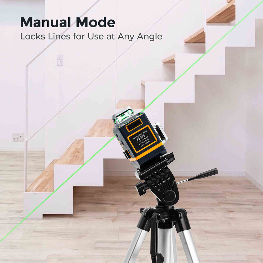 CIGMAN CM-701 3x360&#176; Self Leveling Laser Level, 100ft 3D Green Cross Line, Rechargeable Battery, Remote Control