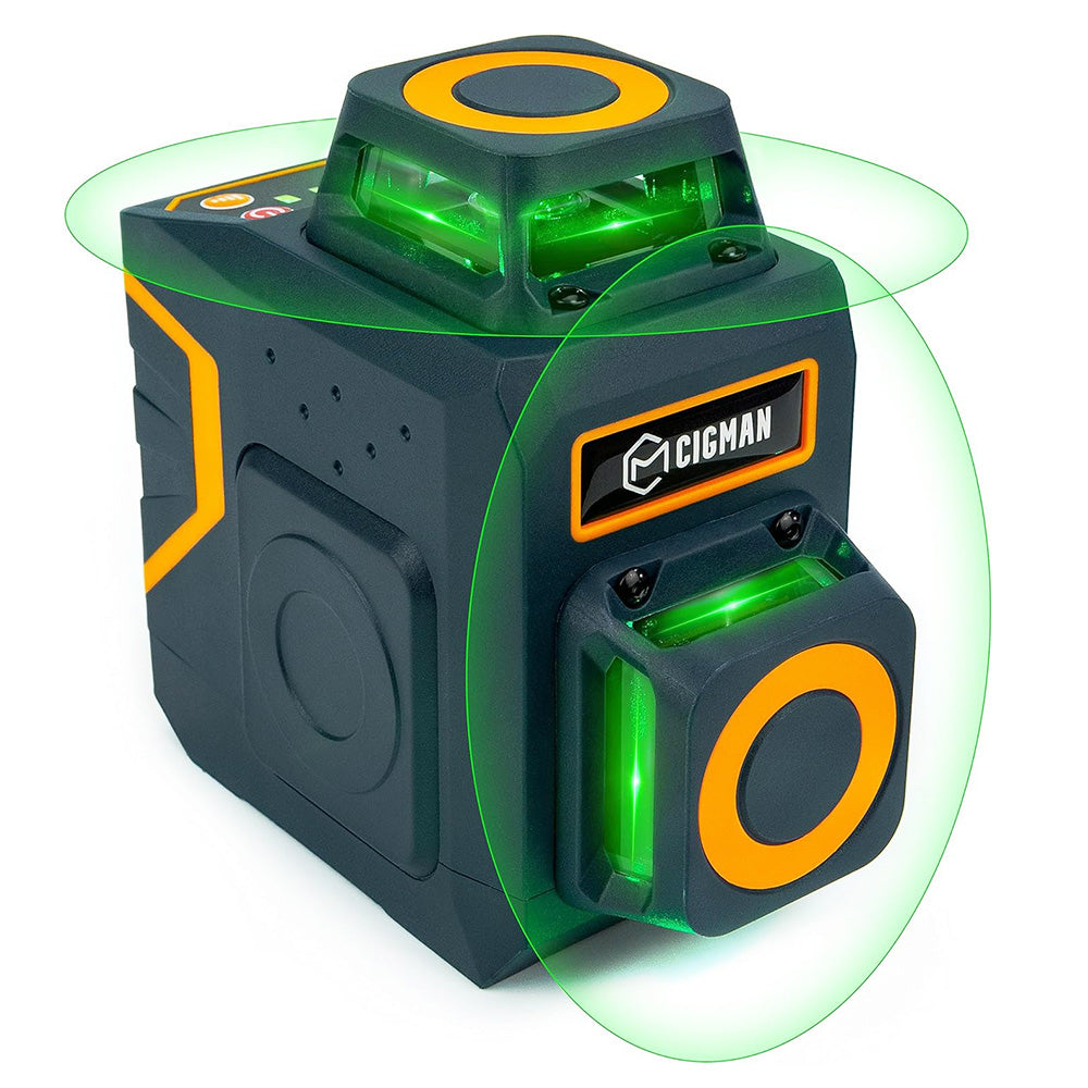 CIGMAN CM-720SE 2x360&#176; 8 Lines Laser Level, Green Cross Line, Self Leveling, IP54 Drip &amp; Dust Proof, with Type-C Rechargeable, Magnetic L-Shaped Base