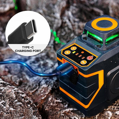 CIGMAN CM-720SE 2x360&#176; 8 Lines Laser Level, Green Cross Line, Self Leveling, IP54 Drip &amp; Dust Proof, with Type-C Rechargeable, Magnetic L-Shaped Base