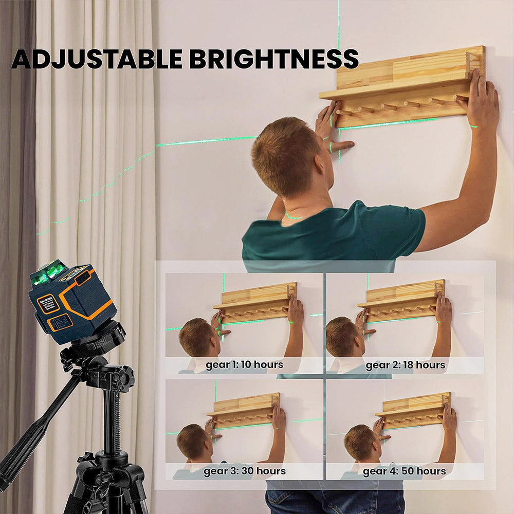 CIGMAN CM-720SE 2x360&#176; 8 Lines Laser Level, Green Cross Line, Self Leveling, IP54 Drip &amp; Dust Proof, with Type-C Rechargeable, Magnetic L-Shaped Base