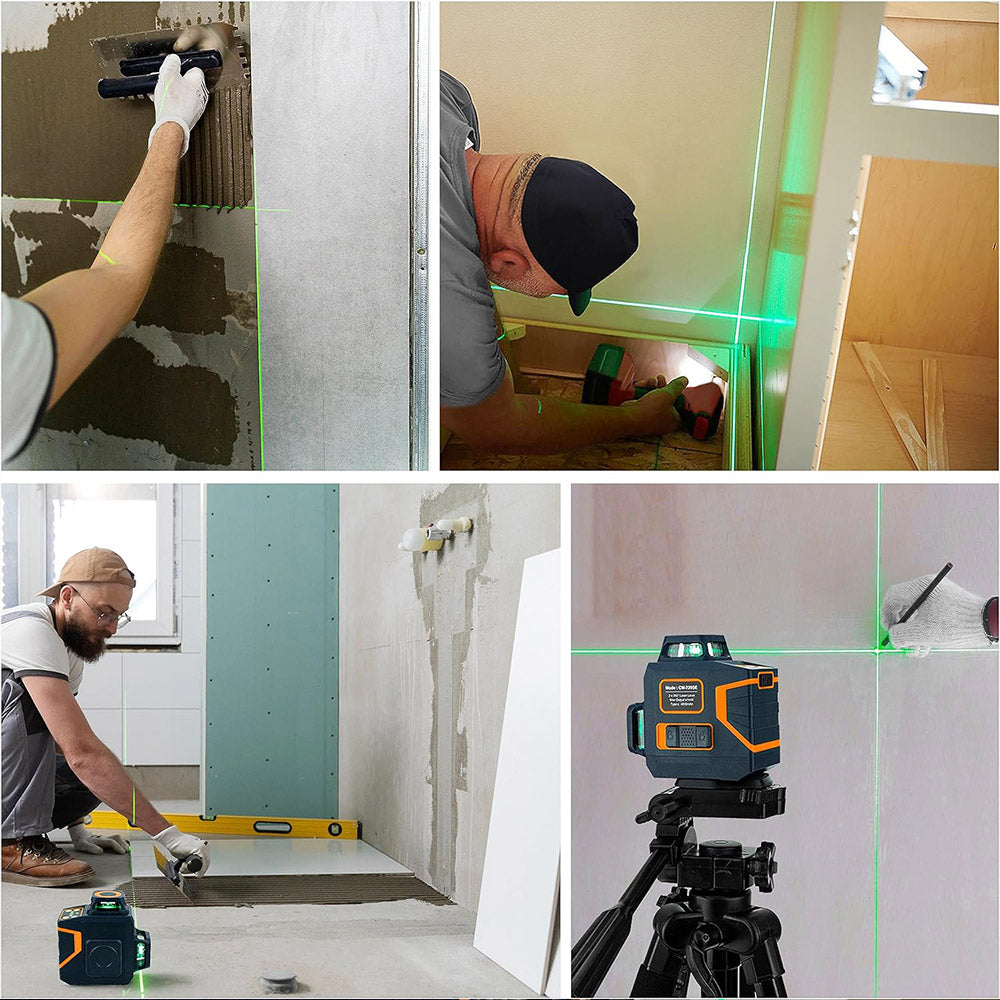 CIGMAN CM-720SE 2x360&#176; 8 Lines Laser Level, Green Cross Line, Self Leveling, IP54 Drip &amp; Dust Proof, with Type-C Rechargeable, Magnetic L-Shaped Base