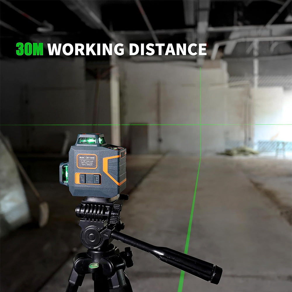 CIGMAN CM-720SE 2x360&#176; 8 Lines Laser Level, Green Cross Line, Self Leveling, IP54 Drip &amp; Dust Proof, with Type-C Rechargeable, Magnetic L-Shaped Base