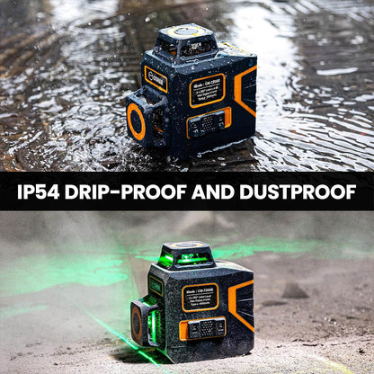 CIGMAN CM-720SE 2x360&#176; 8 Lines Laser Level, Green Cross Line, Self Leveling, IP54 Drip &amp; Dust Proof, with Type-C Rechargeable, Magnetic L-Shaped Base