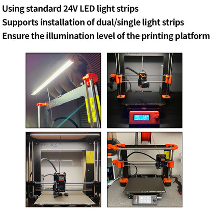 FYSETC LED Light Kit, Dual Light Bar 24V, 3D Printer Lamp Strip, for Prusa MK4