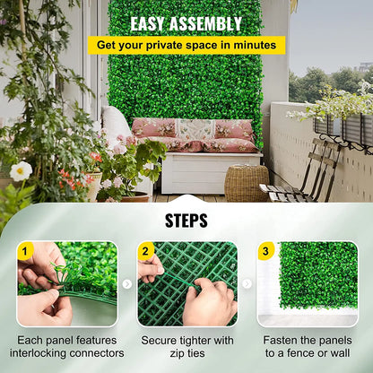 VEVOR - Decoración de pared con plantas artificiales, seto de boj, panel de pared, decoración del hogar, plantas falsas, césped, fondo de pared, pantalla de seto de privacidad