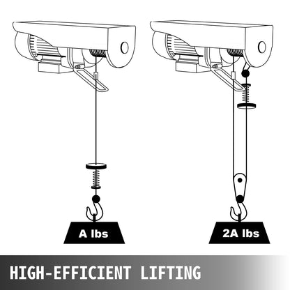 Grúa elevadora eléctrica VEVOR de 250-500 kg con cabrestante para barcos, coches, garajes y ascensores con control remoto por cable.