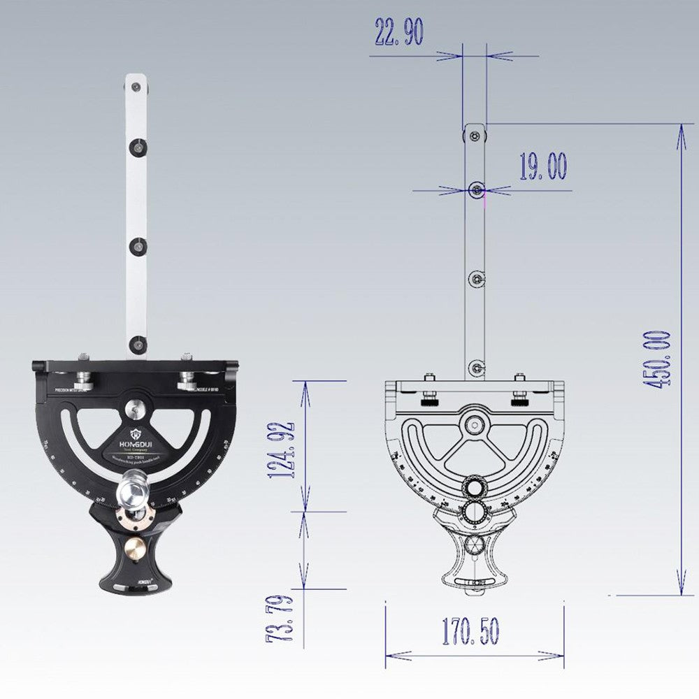 HONGDUI HD-TB01 Precision Miter Gauge, 0-70 Degree Woodworking Table Saw Push Handle Angle Ruler