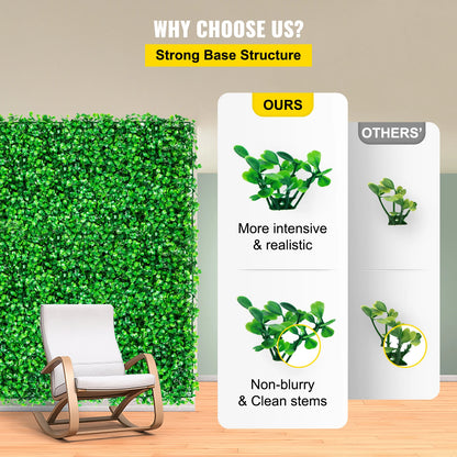 VEVOR - Decoración de pared con plantas artificiales, seto de boj, panel de pared, decoración del hogar, plantas falsas, césped, fondo de pared, pantalla de seto de privacidad