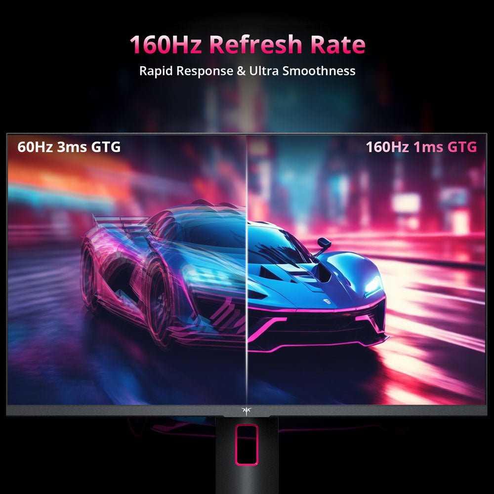KTC H27P22S 27-inch Gaming Monitor, 3840x2160 UHD AUO 7.0 FAST IPS Panel, HDR400, 160Hz Refresh Rate, 1ms Response Time, 132%sRGB, Compatible with FreeSync and G-SYNC, Low-blue Light, 2*HDMI2.1 2*DP1.4 1*USB2.0, Adjustable Stand &amp; Support VESA Mount