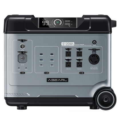 OUKITEL P5000 Pro Portable Power Station, 5120Wh LiFePO4 Battery, 4000W AC Output, Smart Temperature Control, Dual 100W USB-C, Seamless UPS Battery Backup, 15 Outputs, App Control, with Wheels