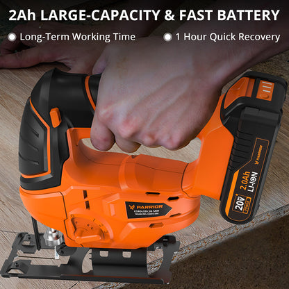 Parrior CJS03 20V Electric Jigsaw Tool, with 2Ah Battery, 2700RPM Speed, Cutting Depth of Wood and Metal 80mm/5mm (3.15&quot;/0.2&quot;)