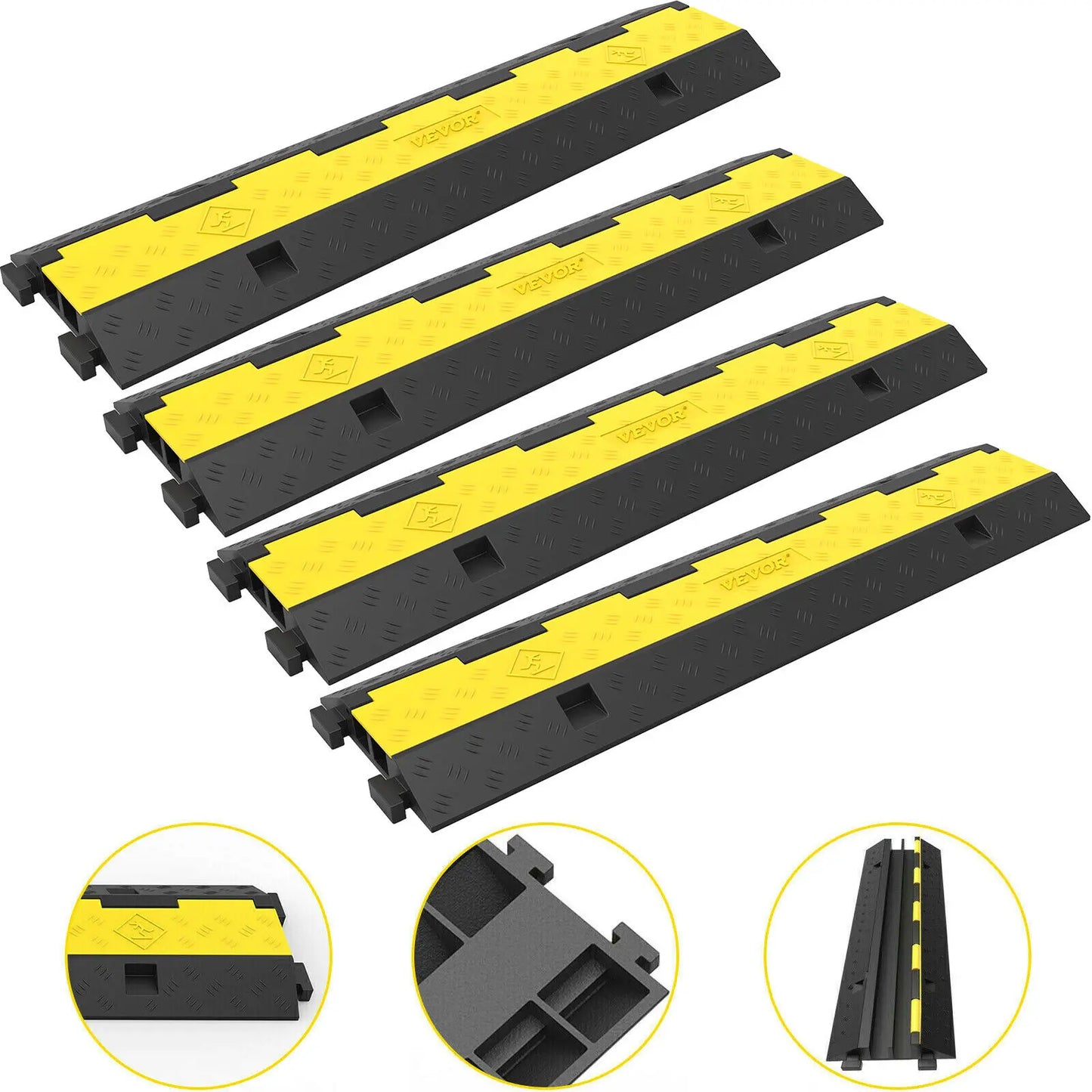 Protector de cable VEVOR para rampas, 2 canales, goma y PVC, 5000 kg, reductor de velocidad, estacionamientos, entradas de vehículos y tráfico.
