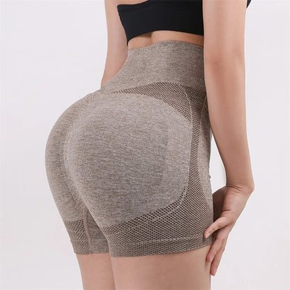 Pantalones cortos de yoga para mujer, de cintura alta, para entrenamiento, fitness, levantamiento de glúteos, para gimnasio, correr, ropa deportiva