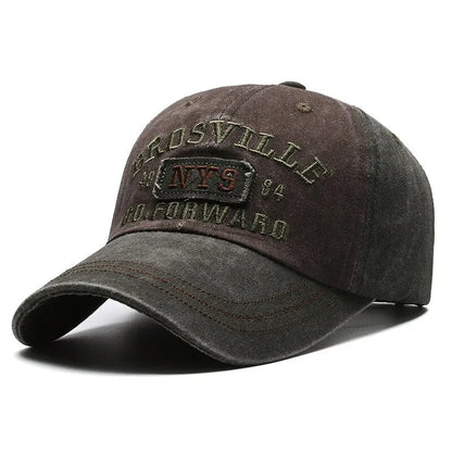 Gorra de béisbol Four Seasons para hombre, informal, de algodón lavado desgastado, con letras bordadas, ala curva, protección solar