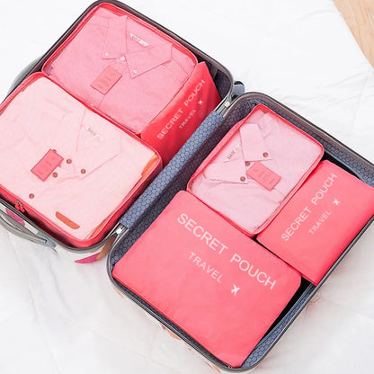6pcs Simple Solid Color Travel Storage Bag, Clothing Storage Bag, Dry And Wet Separate Storage Bag, Cosmetic Bag Wash Bag Toilet