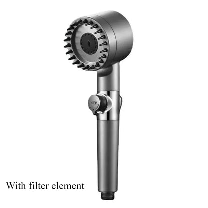 Cabezal de ducha con filtro de alta presión, rociador ajustable de 3 modos con cepillo de masaje, grifo de lluvia, accesorios de baño
