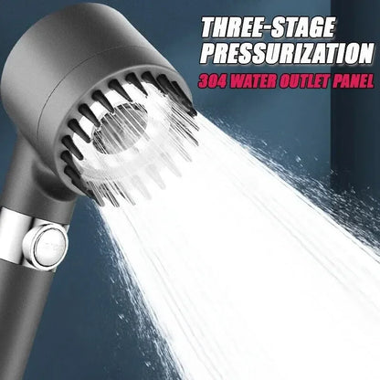 Cabezal de ducha con filtro de alta presión, rociador ajustable de 3 modos con cepillo de masaje, grifo de lluvia, accesorios de baño