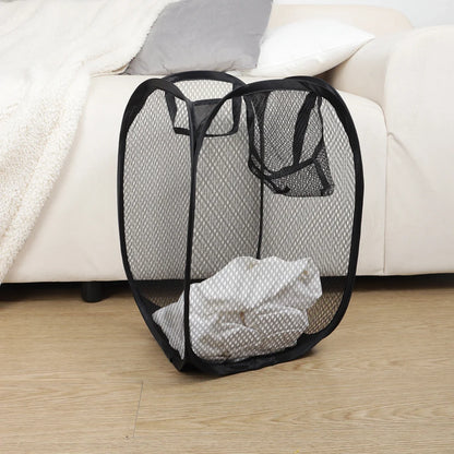 Cesta de lavandería plegable y portátil con rejilla de red para guardar juguetes de niños, cesta para ropa sucia, cesta para ropa sucia, cesta para guardar ropa en casa
