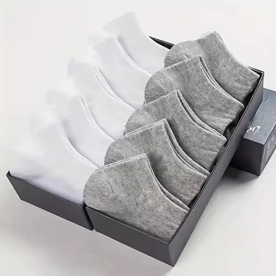 10/40 pares de calcetines náuticos para hombre, deportivos, de negocios, con absorción del sudor, para verano y otoño, de color liso, antibolitas, versátiles, hasta el tobillo.