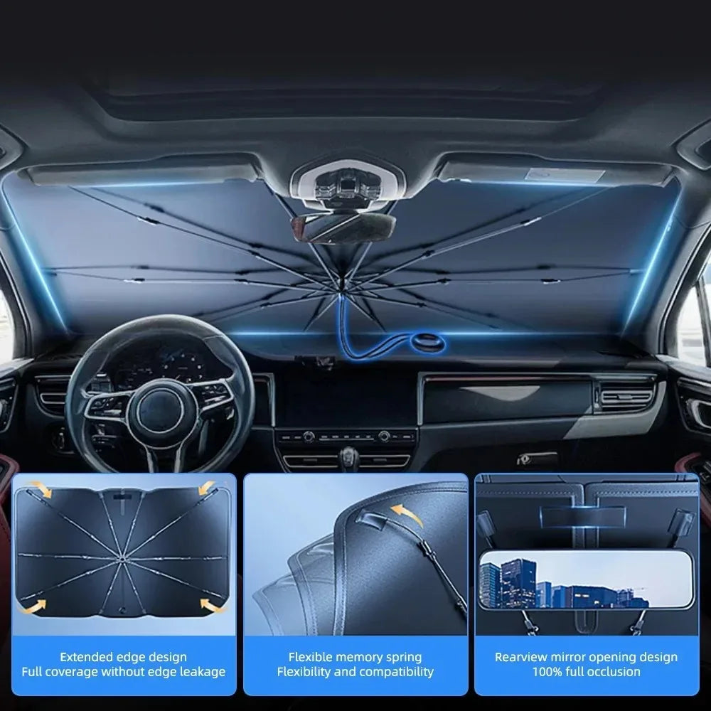 Parasol para coche, sombrilla para ventana delantera, accesorios de protección para parabrisas de coche