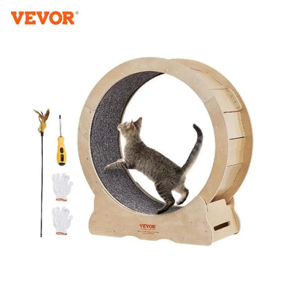 VEVOR - Rueda de ejercicio para gatos, de madera natural, silenciosa, con alfombra desmontable para la mayoría de los gatos