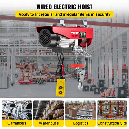 Grúa elevadora eléctrica VEVOR de 250/300 kg con cabrestante para barcos, coches, garajes y ascensores con control remoto por cable.