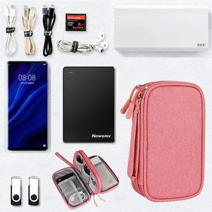 Bolsa organizadora portátil para almacenamiento de productos digitales de viaje, bolsa multicapa para cables de auriculares, bolsa para cargar cables de datos USB