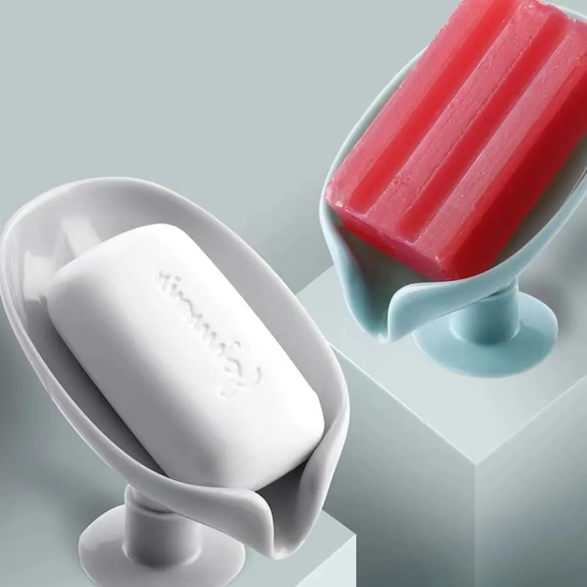 Jabonera con forma de hoja, escurridor, accesorio de baño, jabonera con ventosa, bandeja para jabonera, contenedor de jabón para baño