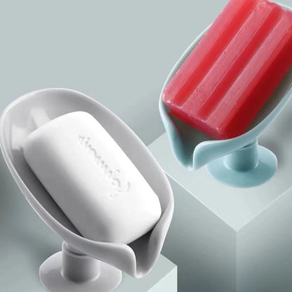 Jabonera con forma de hoja, escurridor, accesorio de baño, jabonera con ventosa, bandeja para jabonera, contenedor de jabón para baño