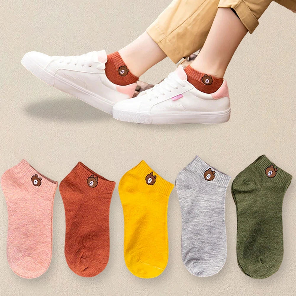 10 Pairs Women Cartoon Patterned Socks Trendy And Fashionable Versatile Socks Lightweight Breathable Comfortable Casual Socks