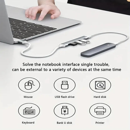 Concentrador USB 3.0 extensor, adaptador divisor de 4 puertos, estación de acoplamiento OTG para teléfono, MacBook Pro de 13 a 15 pulgadas, Air, PC, portátil y concentrador de ordenador.