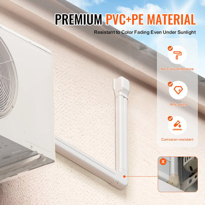 VEVOR - Cubierta decorativa de PVC para tubería de aire acondicionado (minisplit), fácil de instalar, pintable, para bomba de calor, color blanco