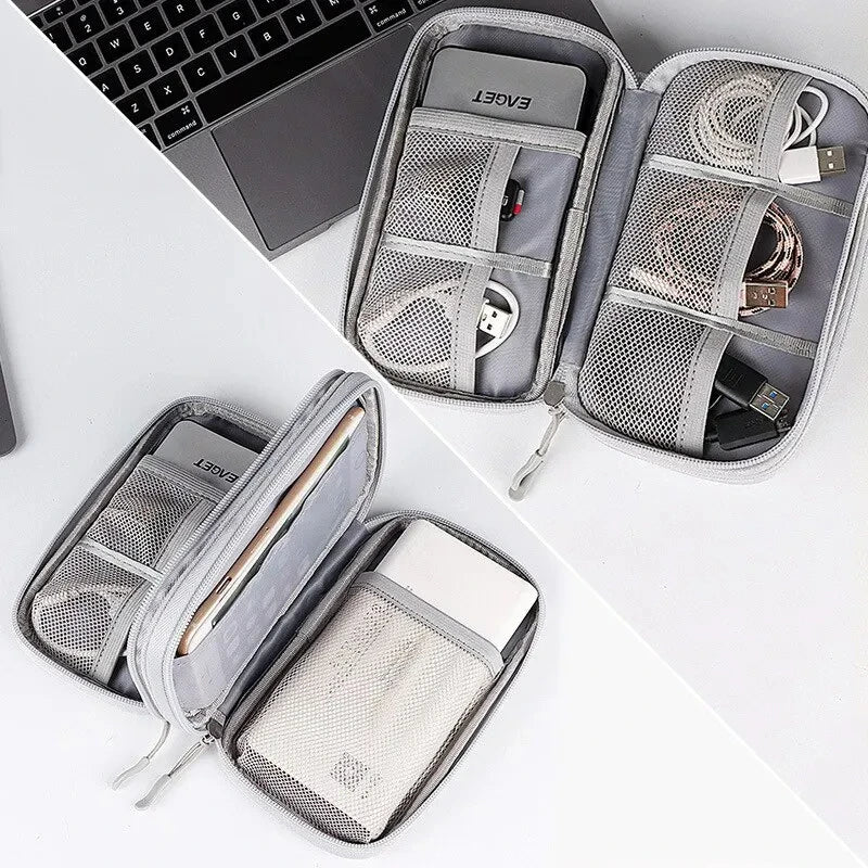 Bolsa organizadora portátil para almacenamiento de productos digitales de viaje, bolsa multicapa para cables de auriculares, bolsa para cargar cables de datos USB